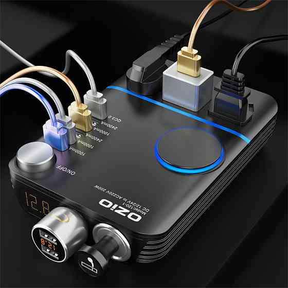 Универсальный автомобильный инвертор OZiO 12V в 220V 200w преобразователь Винница