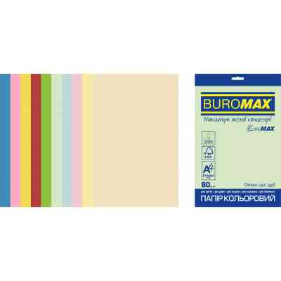 Папір Buromax А4, 80g, PASTEL+INTENSIVE, 10colors, 50sh, EUROMAX (BM.2721650E-99) Вінниця