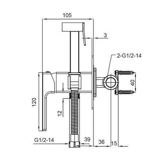 Змішувач для гігієнічного душу Koer KB-23009-01    ( KR3510 ) 39475 Харків