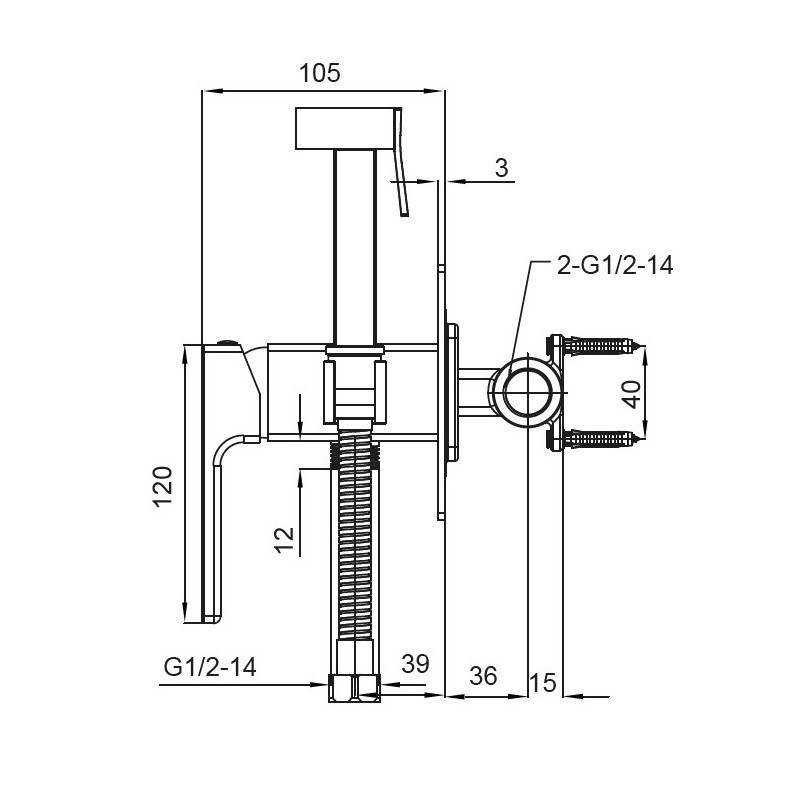 Змішувач для гігієнічного душу Koer KB-23009-01    ( KR3510 ) 39475 Харків - фото 2