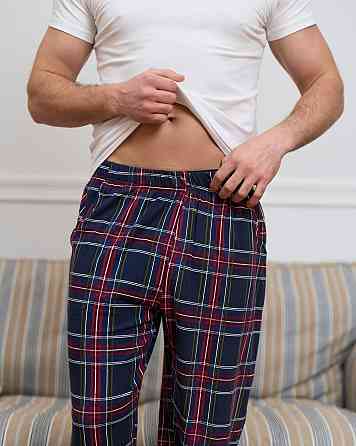 Чоловічі піжамні штани — бордово-синя карта Tom John 2006Ш L Київ