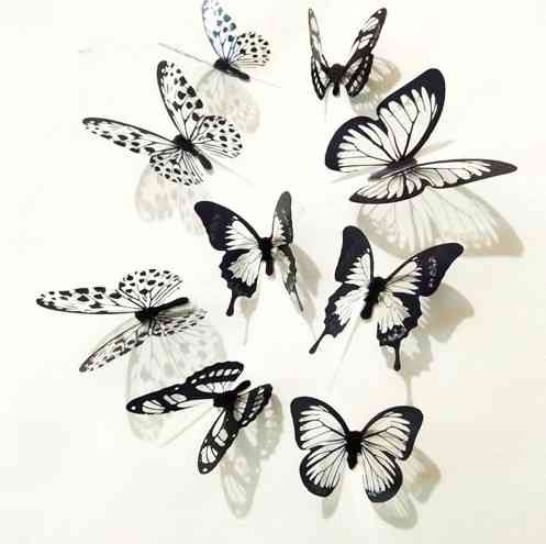 Декор метелики на скотчі на стіну 18 штук чорно-білий Київ