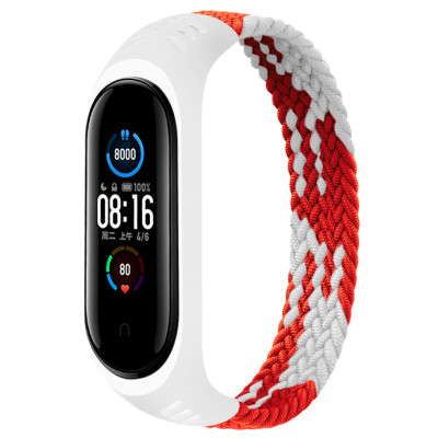 Ремешок для фитнес браслета BeCover Elastic Nylon Style для Xiaomi Mi Smart Band 5/6 (Size L) Red-White (706159) Винница - изображение 1