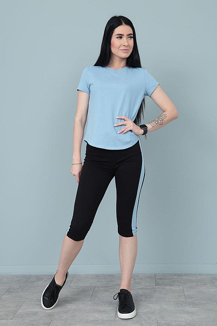 Спортивний костюм з бриджами "Dion" оптом | Норма Блакитний, 42-44 Київ - фото 1