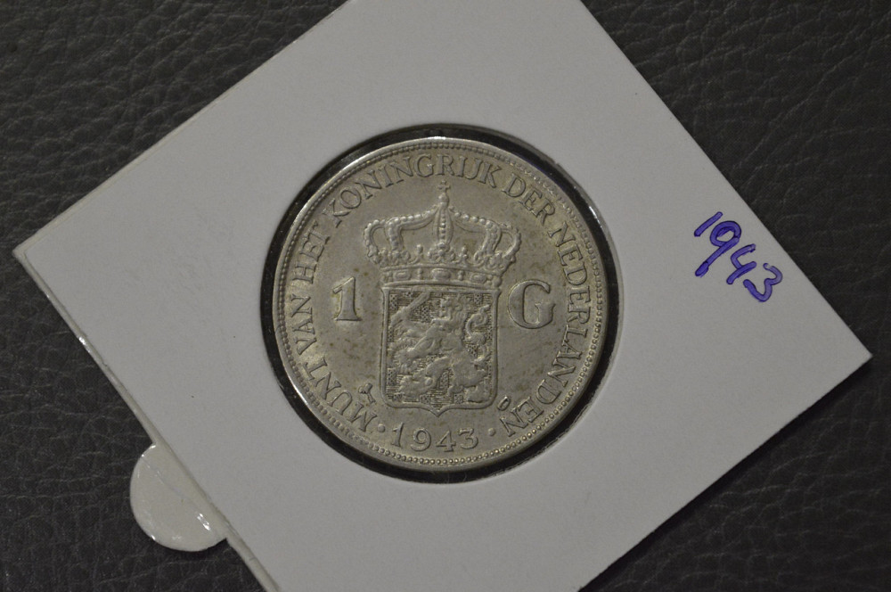 Нідерланди 1 гульден 1943 рік срібло (у холдере) Полтава - фото 1