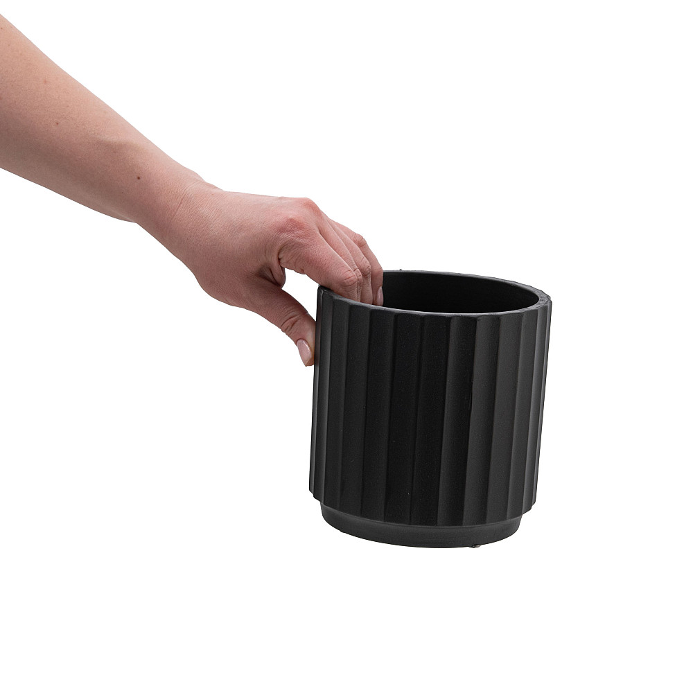 elemi Кашпо для квітів керамічне elemi "Грань" (чорний) 13.5" круглий 1,4 л Коломыя - изображение 2