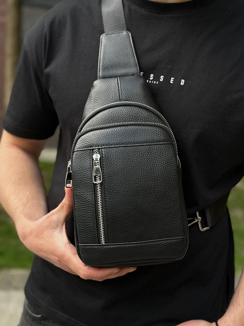 Мужской стильный слинг на плечо 18х32х6, сумка рюкзак для путешествий и отдыха TIDING BAG 7862 черная Каменское - изображение 17