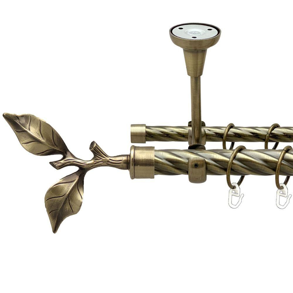 Карниз Orvit Листок Троянди металевий дворядний відкритий до стелі скручена труба кільце металеве Антик 25\16 мм 160 см Львів - фото 1