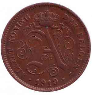 Монета 2 сантима. 1875 рік, Бельгія. Полтава