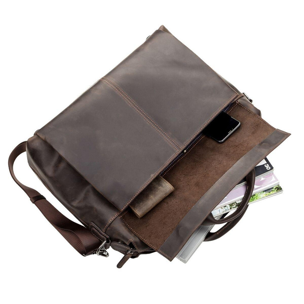 Большая мужская сумка SHVIGEL 11119 кожаная Коричневая Киев - изображение 4