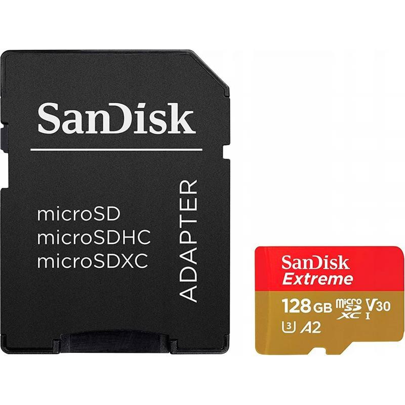 Картка пам'яті MicroSDXC 128 GB UHS-I U3 R190/W90MB/s SanDisk Extreme V30 + SD-адаптер (SDSQXAA-128G-GN6AA) ( 23104 ) Харьков - изображение 1