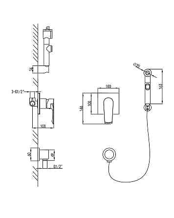 Гигиенический набор скрытого монтажа Imprese VYSKOV VR15340Z-BT Киев