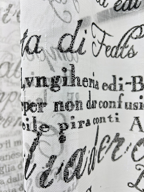 Кухонная тюль-арка VR-Textil № 2031т лен молочный с черным 300х115 см (53-0199) Киев - изображение 4