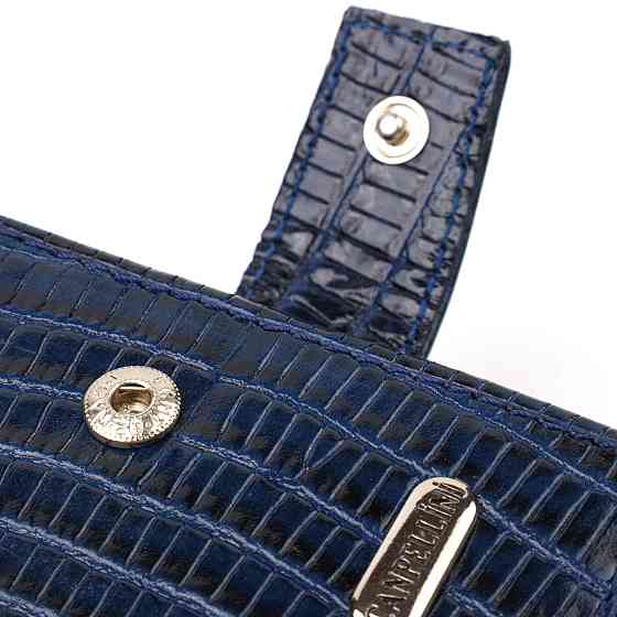 Зручний горизонтальний гаманець для чоловіків із натуральної шкіри з тисненням CANPELLINI 21887 Синій Київ