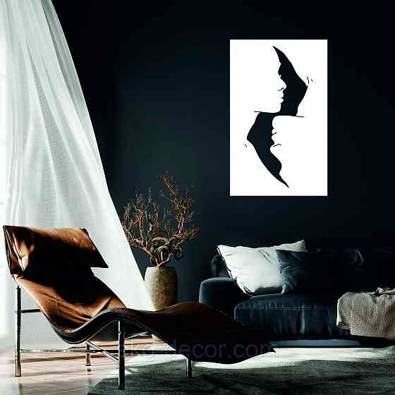 Декоративне настінне 3D Панно «Силует пари», Декор на стіну з об'ємом 90*56 см, Білий Київ