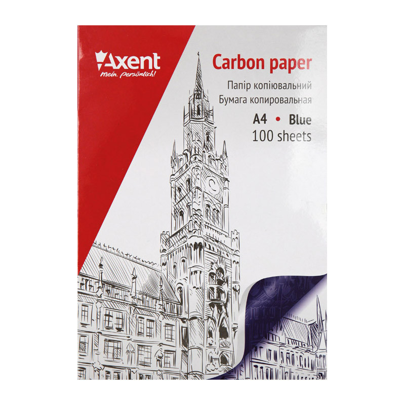 Папір копіювальний "Axent" A4 синій 100арк 3301-02-A, шт Київ - фото 1