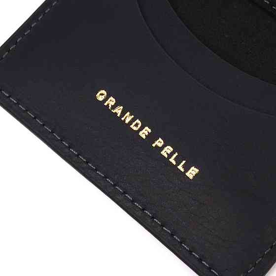 Містка обкладинка на автодокументи у вінтажній шкірі Чорна (GRANDE PELLE) Київ