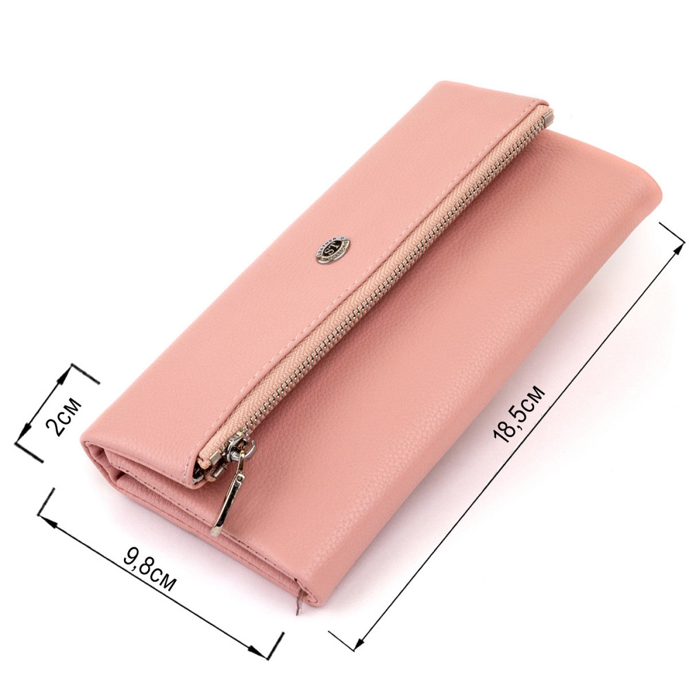 Клатч конверт с карманом для мобильного кожаный женский Розовый (ST Leather) Киев - изображение 7