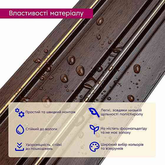 Рейка декоративная PS 2900х120х12мм Темный орех с золотом SW-00002131- Киев