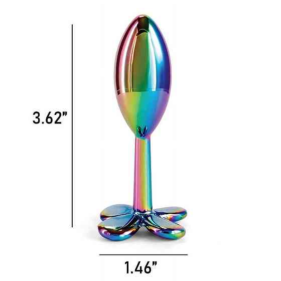 Анальная пробка металлическая NS Novelties Rear Assets Clover радужная Sex Aura Киев