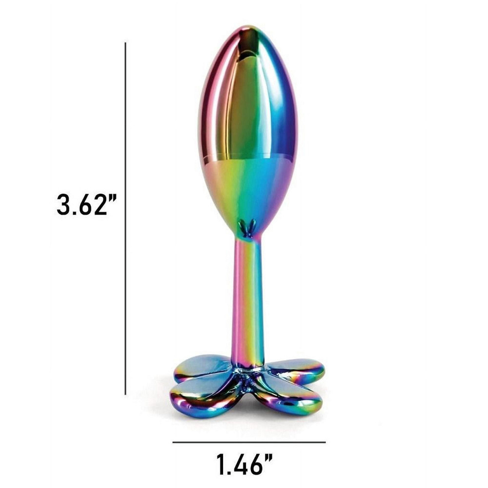 Анальная пробка металлическая NS Novelties Rear Assets Clover радужная Sex Aura Киев - изображение 4