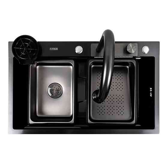 PLATINUM Кухонна мийка PVD чорна CM 75*46A Platinum Handmade "Водоспад" Київ