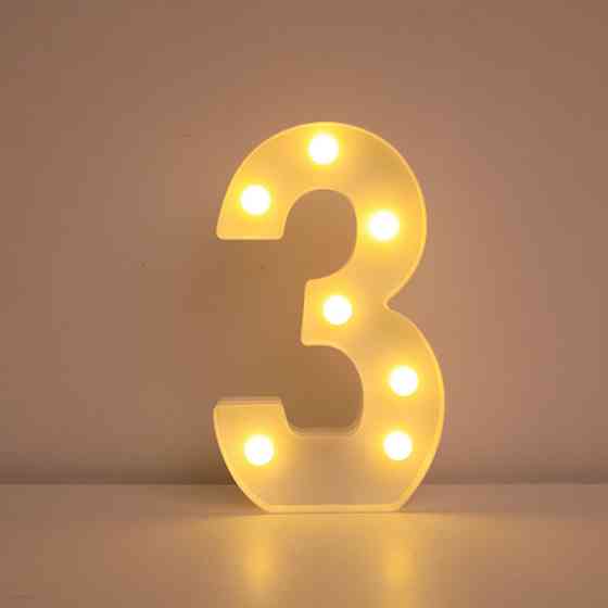Об'ємна цифра 3 Led декоративна маленька 21 на 13 см білий Київ