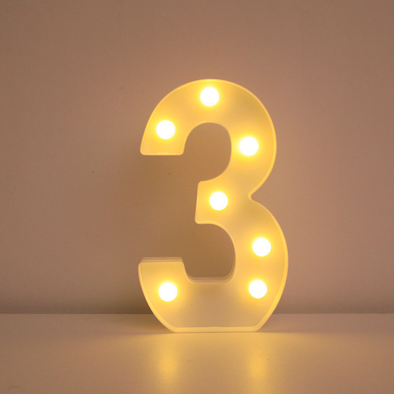 Об'ємна цифра 3 Led декоративна маленька 21 на 13 см білий Київ - фото 1