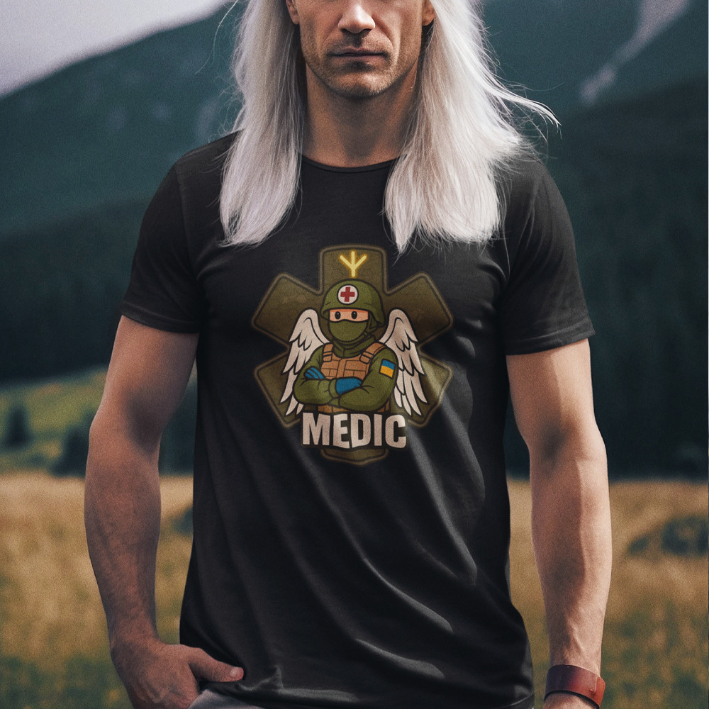 Мужская футболка "Medic" хлопковая базовая с оригинальным принтом  / Дизайнерская летняя футболка Запорожье - изображение 2
