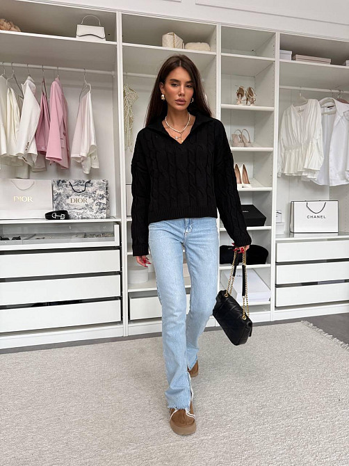 Женский теплый базовый свитер с воротником поло 50% коттон / 50% акрил Одесса - изображение 7