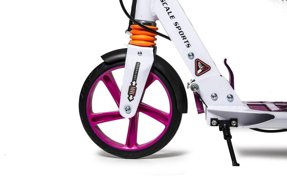 Складаний двоколісний самокат Scale Sports SS-10 з ручним гальмом. 2 амортизатори. Білий Одеса - фото 4