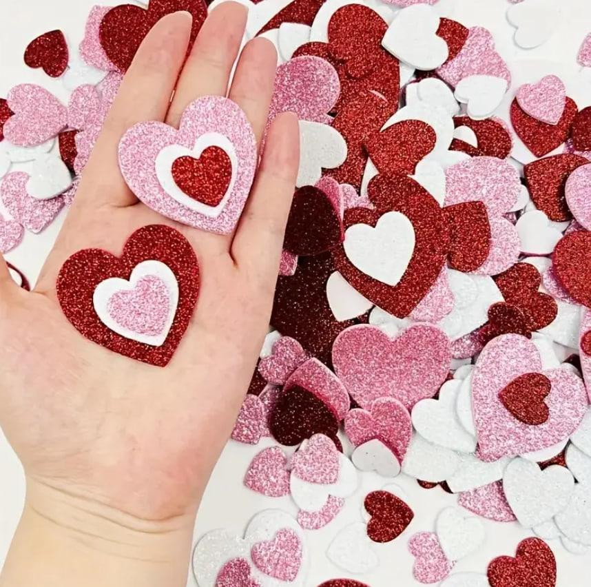 Наклейки в форме сердца, Самоклеящиеся наклейки сердца, Цветочные блестящие сердца, набор 50 штук. Киев - изображение 6