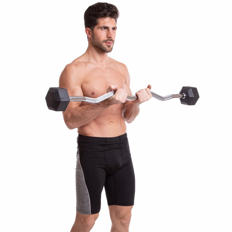 Штанга фіксована вигнута погумована Zelart 6231-15 довжина 95 см 15 кг Київ - фото 2