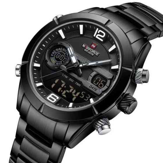 Годинник чоловічий тактичний Naviforce Aviator Чорний Київ