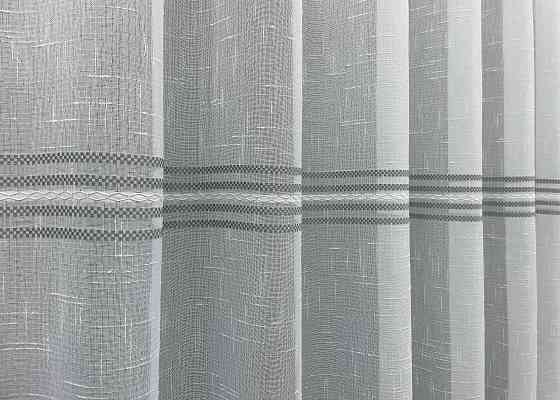 Тюль VR-Textil 1428т Лен Кружево Белый с серым 200х270 см (42-0619) Киев
