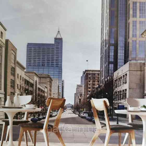 Шпалери вінілові на флізелін розширюють простір вид на місто вулиця йде в далечінь Київ