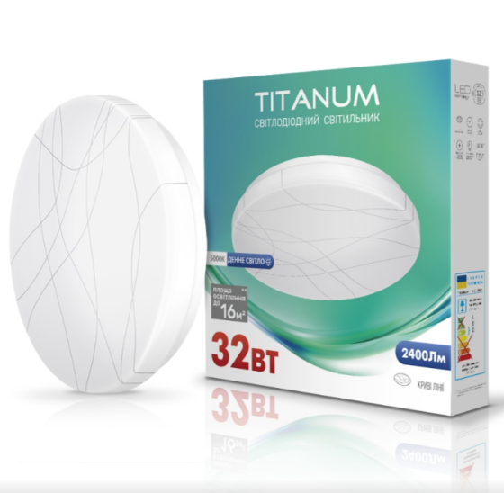 LED Світильник настінно-стельовий 32W 5000К 220V Криві лінії TLCL-325CL Titanum Житомир