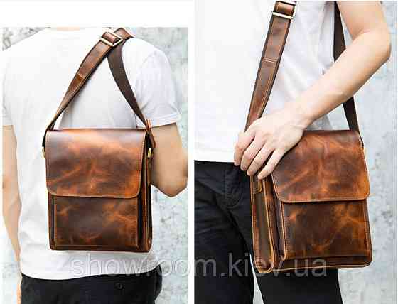 Сумка чоловіча шкіряна середніх розмірів Leather Collection (7433) коричневий Київ