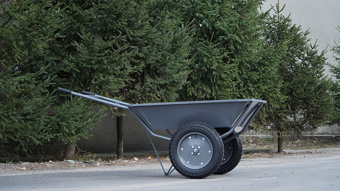 Тачка строительная Garden joys 390 Серая Тачка на двух колесах Тачка строительная усиленная двухколесная Белая Церковь - изображение 4