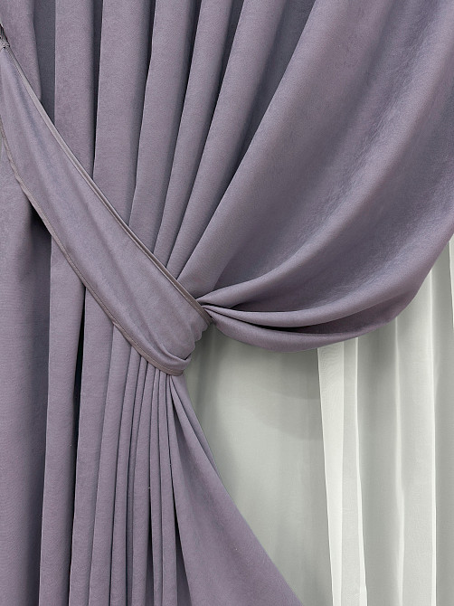 Комплект готових штор VR-Textil Мікровелюр Petek № 1493ш Лавандовий 100х290 см 2 шт (31-741) Київ - фото 5