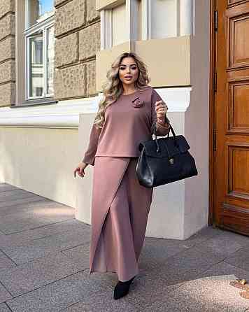 Жіночий батальний костюм двійка креп дайвінг Капучино, 60/62 Одеса