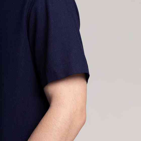 Чоловіча сорочка з коротким рукавом темно-синя Pobedov Marsel Київ