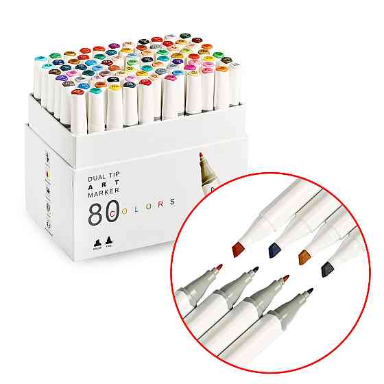 Двосторонні маркери для скетчинга і малювання на спиртовій основі 80 штук Rich New, Фломастери для художників Кам'янець-Подільський