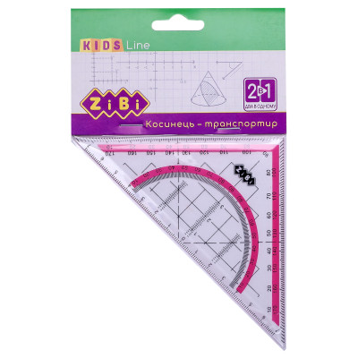 Лінійка ZiBi Kids Line Косинець 2 в 1,140мм, 90 ° / 45 °, з рожевою смужкою, блістер (ZB.5623-10) Вінниця - фото 1