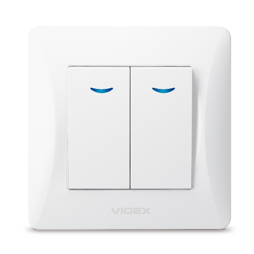 BINERA білий Вимикач внутрішній 2кл з підсвічуванням Videx Житомир - изображение 2