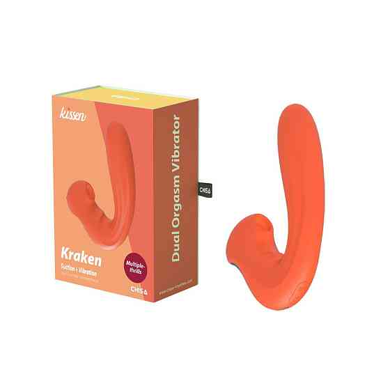 Вибратор Chisa Kissen Kraken с вакуумной стимуляцией и вибрацией, оранжевый Sex Aura Киев