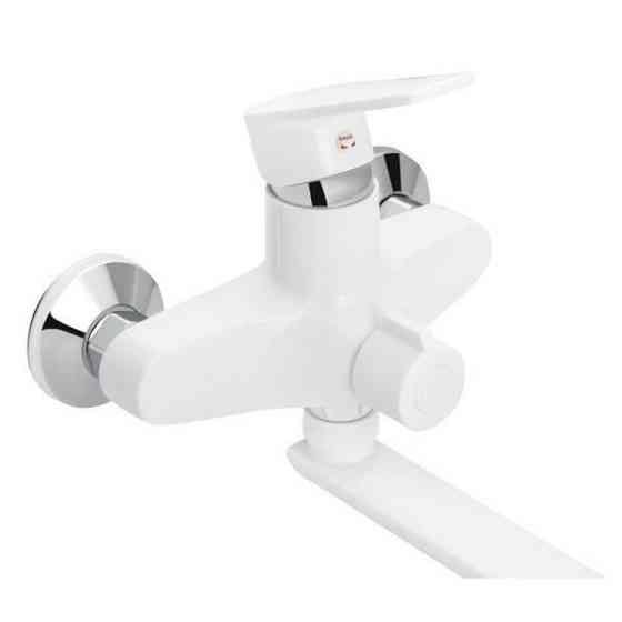 Змішувач для ванни PLAMIX OSCAR-006 EURO SET WHITE (зі шлангом, лійкою та кронштейном), пластиковий білий Харків