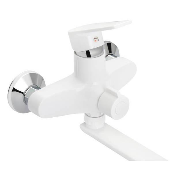 Смеситель для ванны PLAMIX OSCAR-006 EURO SET WHITE (со шлангом, лейкой и кронштейном), пластиковый белый Харьков - изображение 4