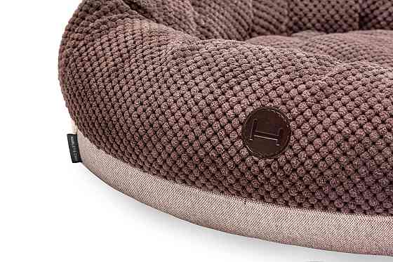 Лежанка для собак і котів овальна Harley and Cho, круглий лежак для тварин Bagel Brown Одеса