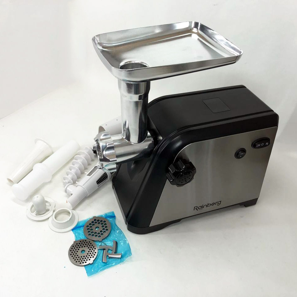 М'ясорубка електрична шнекова з реверсом Rainberg RB-672 3000W, Потужна компактна м'ясорубка для дому SF-24 Івано-Франківськ - фото 1